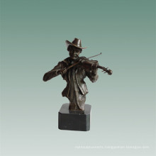 Busts Brass Statue Violin Player Decoration Bronze Sculpture Tpy-762